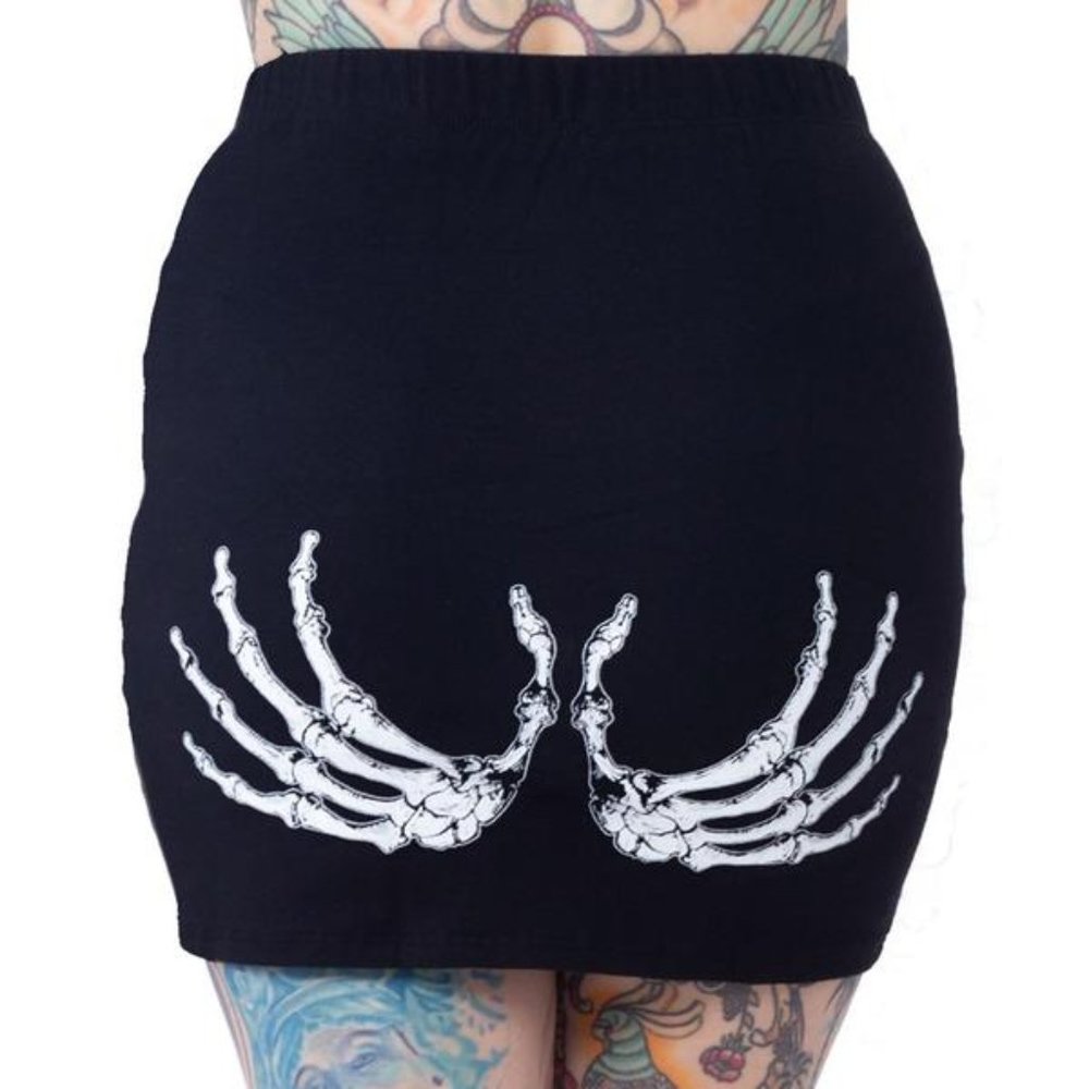 Skeleton Glow Hand Black Mini Goth Fashion